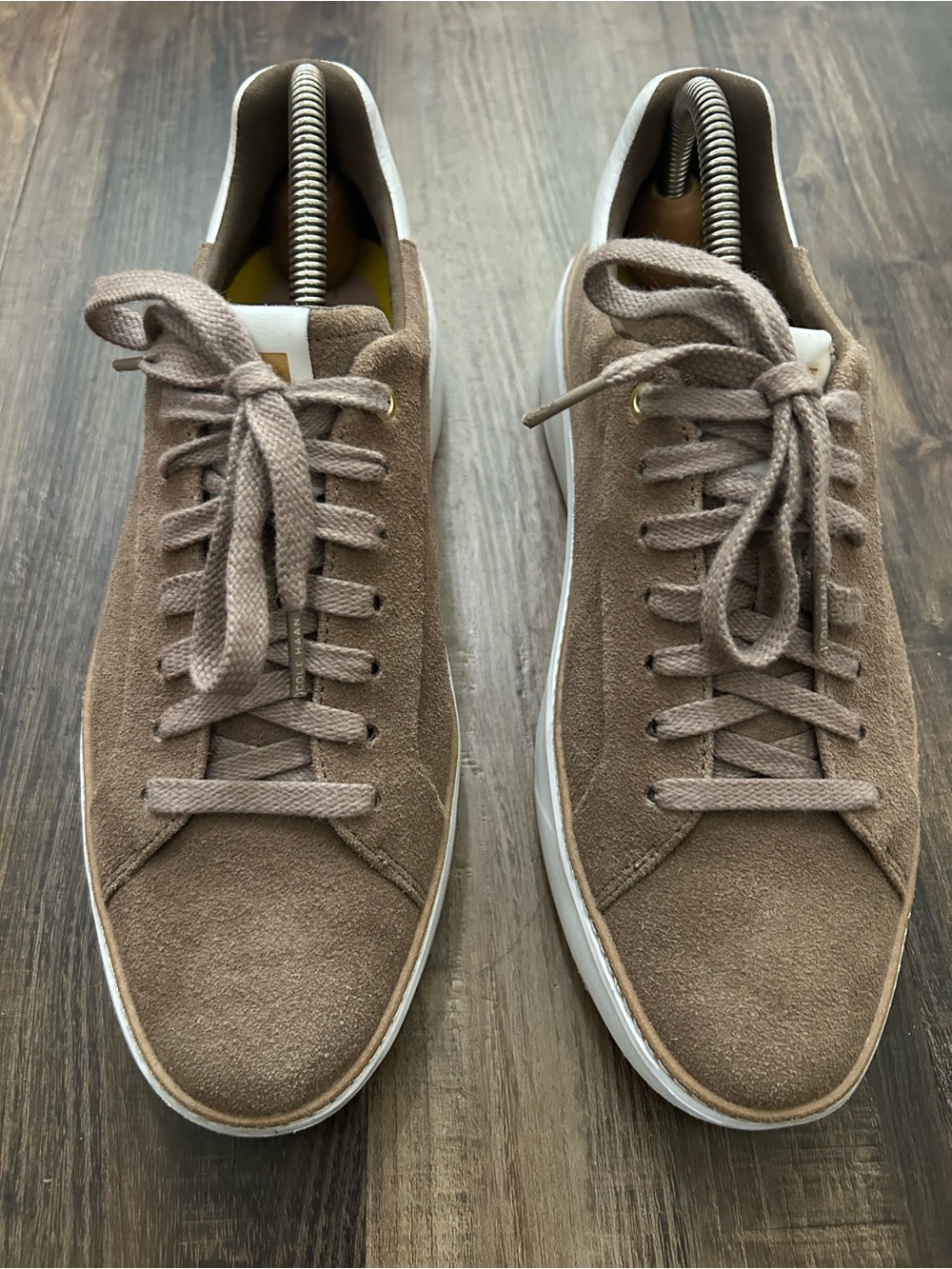 Cole Haan Grand Pro Topspin Sneakers Taupe Suede White Womens Size: 9.5